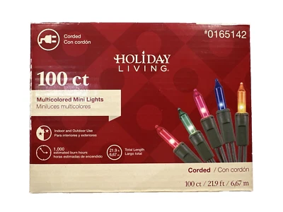 100 Multicolored Mini Lights Indoor Outdoor 21.9 ft Long By Holiday Living - NEW - Image 1 of 2