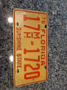 1975 Florida License Plate 17M/H 1720 Sunshine State - Picture 1 of 6