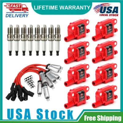 8X Ignition Coil + Spark Plug+ Wire For GMC Sierra 1500 5.3L 6.2L V8 2007-2013 - Image 1 of 4