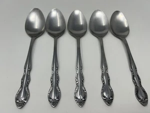 Imperial Stainless Korea, FLEURETTE.  Set of 5 Table/Soup Spoons 7.25" - Picture 1 of 3
