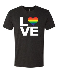 Love Heart LGBT Pride Soft Premium T Shirt Gay Lesbian Proud Tee - Picture 1 of 18