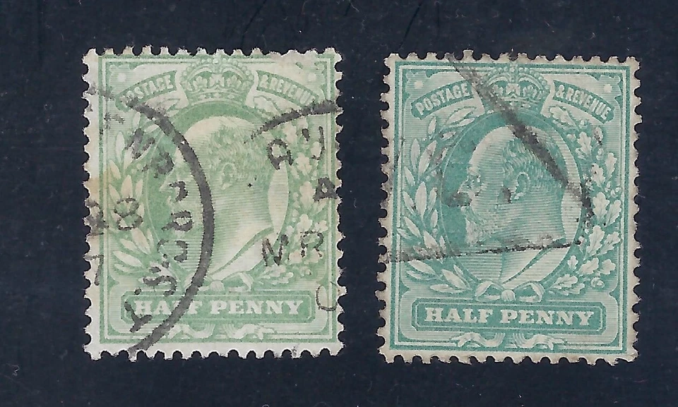 G B KE VII 0.5p Gray Blue W/Cancel Sc# 127,27a CV$+ (GB173)* - Image 1 of 1