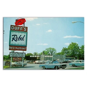Restaurante Duff's Rebel - Postal vintage de los años 60 - Winchester Virginia KFC Dixie - Imagen 1 de 2