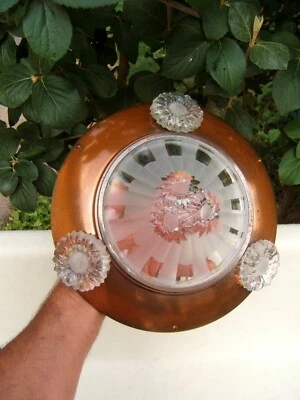 ancien lustre suspension tulipe coupelle signé EZAN france art déco - Photo 1/4