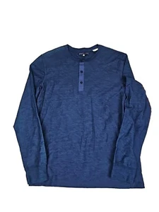 Nuevo Henley de manga larga hecho y hecho a mano Levis azul para hombre talla 2 mediano - Imagen 1 de 9