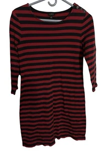Vestido Camiseta Talbots Rojo Rayas Hombro Snap Pequeño - Imagen 1 de 6