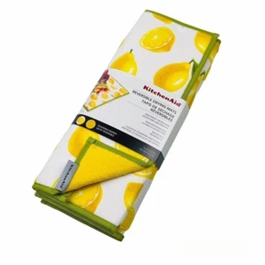 KitchenAid Reversible Dish Drying Mats Set of 2 Lemons Lemon Tree 16" x 22" - Picture 1 of 1