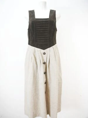 Meico Look braun beige mit Wienernaht fesches Landhaus Kleid Trachtenkleid Gr.42 - Bild 1 von 4