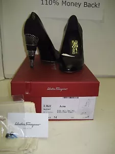 $825 NUEVOS Zapatos de salón Salvatore Ferragamo negro cuero cocodrilo tacón alto 6, 7,5,10 - Imagen 1 de 17