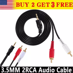 3.5mm Stereo Female Jack to 2 Male RCA to Headphone Plug Adapter Y Cable 5FT - Picture 1 of 6