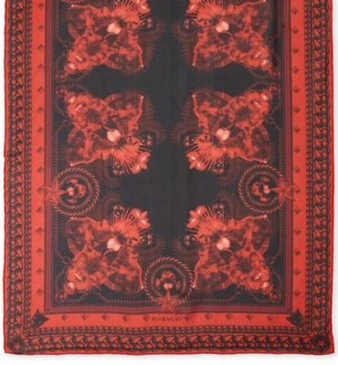 全新带标签纪梵希丝绸雪纺黑豹围巾 26 英寸 x 76 英寸多 $525 意大利制造 — 第 1/4 张图片