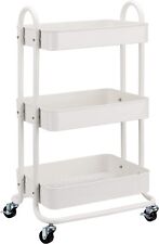 3-Tier Rolling Utility or Kitchen Cart - White