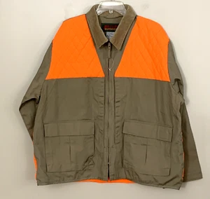 Size XXL Avid Outdoor Hunting Jacket Brown Safety Blaze Orange Full Zip Cargo S2 - Picture 1 of 12