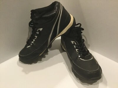 Botines deportivos deportivos deportivos Rawlings para niños jóvenes talla 4 negros con ribete blanco F29 Foto 1 de 4