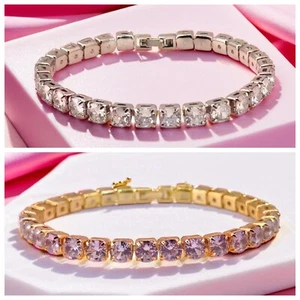 Crystal Tennis Bracelet Zirconia Stones 5mm Width Sparkling Shiny Jewellery Gift - Picture 1 of 10