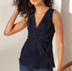 Soft Surroundings Black Enka Twist Front Sleeveless Tank Blouse Top Size Med NWT - Picture 1 of 6