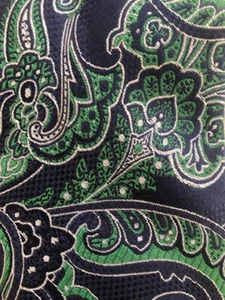 EAGLE  EUC Blue Green White Paisley Silk  59¾ x 3 - Picture 1 of 5
