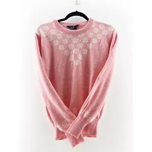 Hermans Sweater Womens Med Wool & Acrylic Nordic Fair Isle Pink - Picture 1 of 3