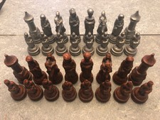 VTG Chess Set Complete W/Felt Bases 4-1/2” - Needs Paint Touch Up - Ships Fast