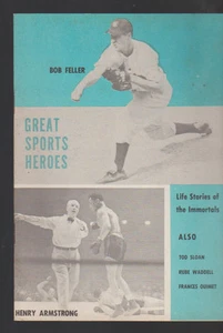 Folleto Great Sports Heroes años 50 Bob Feller Henry Armstrong Tod Sloan - Imagen 1 de 1