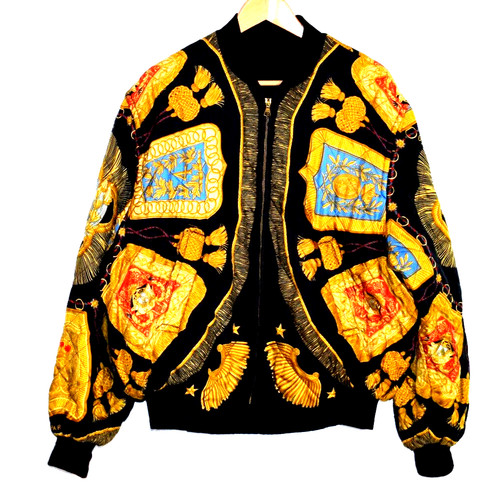 HERMÈS Autentica Giacca Bomber Hermes Paris Trapuntata Sciarpa Stampa Sciarpa