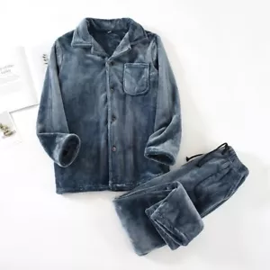 Mens Flannel Warm Pajamas for Men Winter Sleepwear Robes Thermal Long Johns - Picture 1 of 16