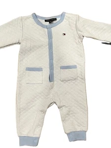 Tommy Hilfiger Quilted Baby Blue 6-9 Months Coveralls One Piece With Buttons - Picture 1 of 7