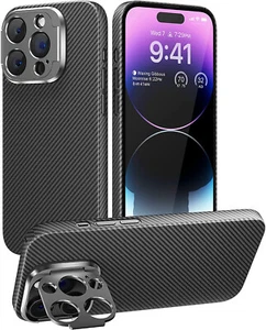Original Aramid Carbon Fiber Slim Case Camera Kickstand for iPhone 14 Pro Max - Picture 1 of 8
