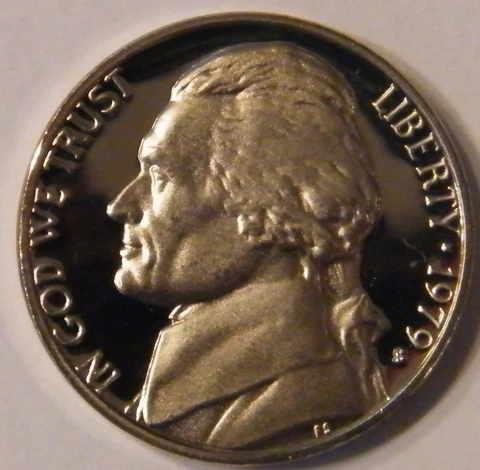 1979 S Jefferson Nickel Type 2 Clear S Gem Deep Cameo Proof US Mint Coin Cover