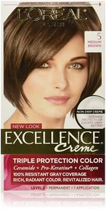Loreal Excellence Creme Permanent Hair Color 5 Medium Brown Radiant 1ct 6 Pack - Picture 1 of 7