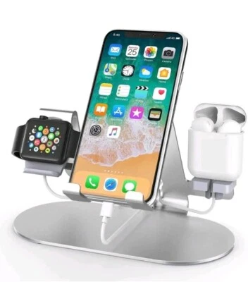 Aluminum 3 in 1 Charging Dock Station Holder Stand Apple iWatch Iphone  - Image 1 of 4