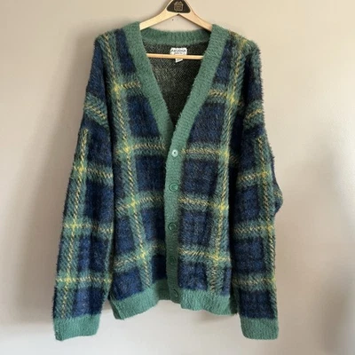 Suéter Cárdigan Universitario Y2K ARIZONA Verde Difuso a Cuadros XL Grunge Abuelo Foto 1 de 4