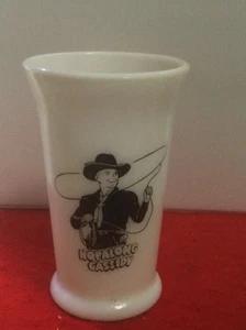 1950s Hopalong Cassidy Milkglass/Tumblers - Lot of 2 - Hoppy Twirling Lasso - Picture 1 of 8