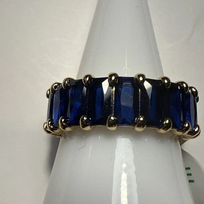 She’s The One Sept 2025 Bomb Party Ring Sapphire CZ on Gold Plating Sz 8 - Image 1 of 4