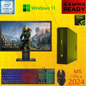 HP i5 Gaming Desktop PC Computer Nvidia GT1030 Win11 16GB 1TB 22" LCD Office24 - Picture 1 of 6