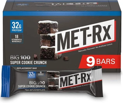 MET-Rx Big 100 Protein Bar, Meal Replacement 32G Protein, Super 9 Count  - Image 1 of 4