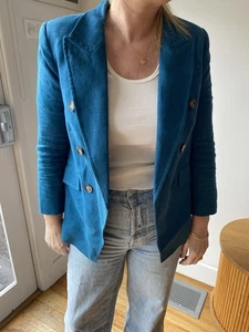 WITCHERY Teal Linen Jacket Size 6 - Picture 1 of 2