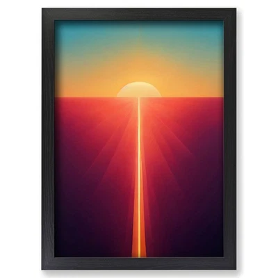 Framed Awesome Sunset View Abstract Wall Art Canvas Print Poster Picture, Decor - Image 1 of 4