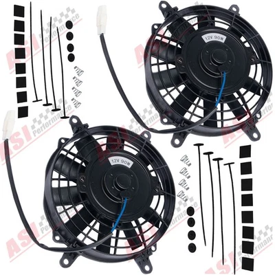 2Pcs High Per 7" 7inch 12V volt Electric Cooling Fan Thermo Fans + Mounting kit; - image 1 of 4