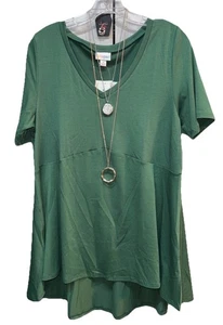 NWT LuLaRoe Medium Solid Dark Pine Green Jana Empire Waist Swing Top - Picture 1 of 8