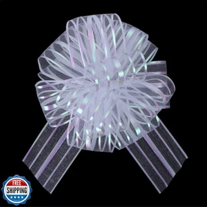 6 Pcs 6 Inch Large Organza Pull Bow Ribbon – Elegant Gift Bows for Wedding De - Picture 1 of 5
