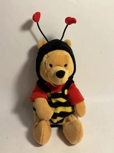 Vintage Disney Winnie The Pooh VALENTINES BUMBLE BEE POOH Mini Bean Bag 8" Plush - Picture 1 of 6