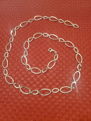 Collar Lagre de plata de ley de 36 pulgadas y eslabones pequeños 925 Milor hecho en Italia. Foto 1 de 4