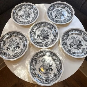 Set di 6 piatti Copeland Spode Black Marina bordo Gadroon - vintage, usati in ottime condizioni - Foto 1 di 21