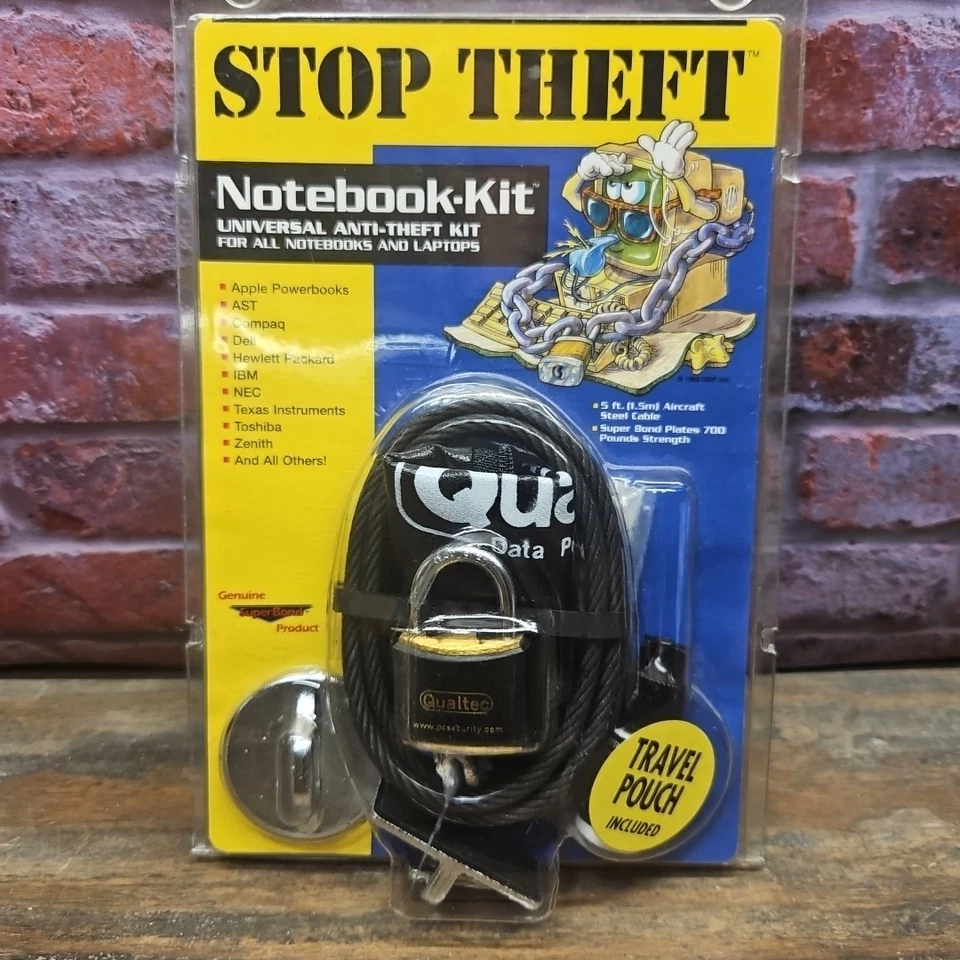 Qualtec Stop Theft Notebook Lock Kit Universal Anti-Theft Kit W/Travel Pouch - Image 1 of 4