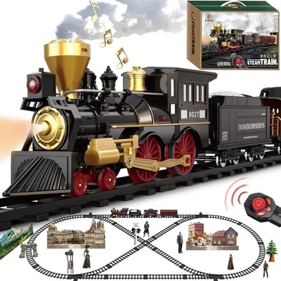 Train Set for Kids Remote Control Train Toys w/Steam Locomotive,Passenger Car... - Image 1 of 4