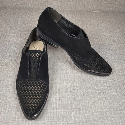 Fergie绒面皮乐福鞋女式9.5平底黑色鞋 — 第 1/4 张图片