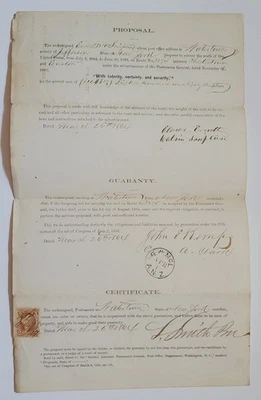 1864 Civil War Era Star Route Proposal Document Chestertown to Easton Maryland - Image 1 of 4