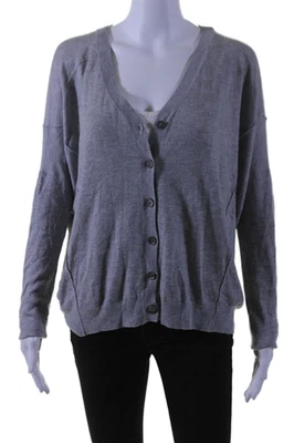 Cárdigan de punto acanalado con botones Vince para mujer suéter gris jaspeado talla M Foto 1 de 4