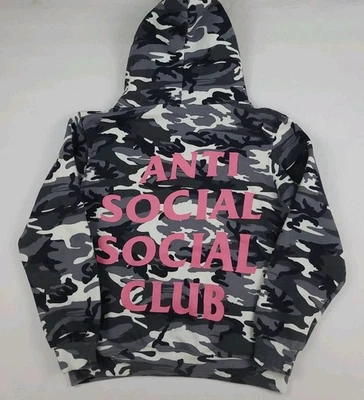 Anti Social Social Club Camouflage Hoodie Grey Camo Pink Print Skate USA Made M - Image 1 of 4